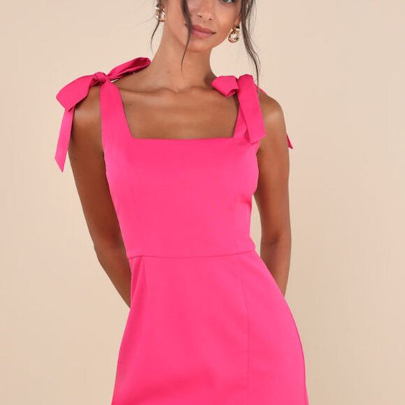 Lulus Your Sweetie Fuchsia Tie-strap Mini Dress Pink - Size XS - Picture 1 of 1